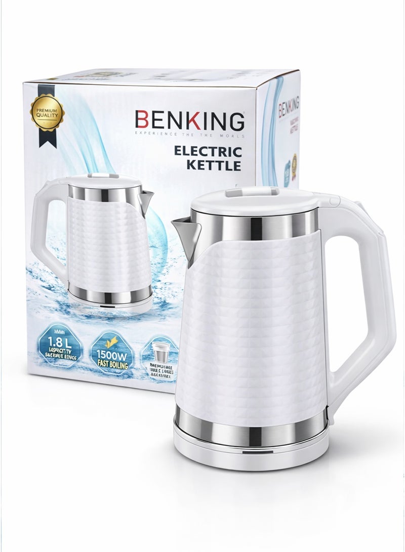 BENKING Electric Kettle with 1.8L Capacity and 1500W Power – Fast & Safe Boiling with Auto Shut-Off and Anti-Scale System - Image 1